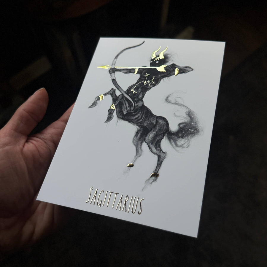 Sagittarius Zodiac Gold Foil Print