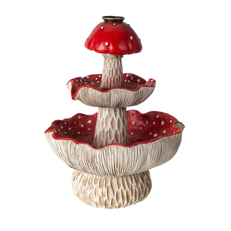 Toadstool mushroom backflow incense burner front view