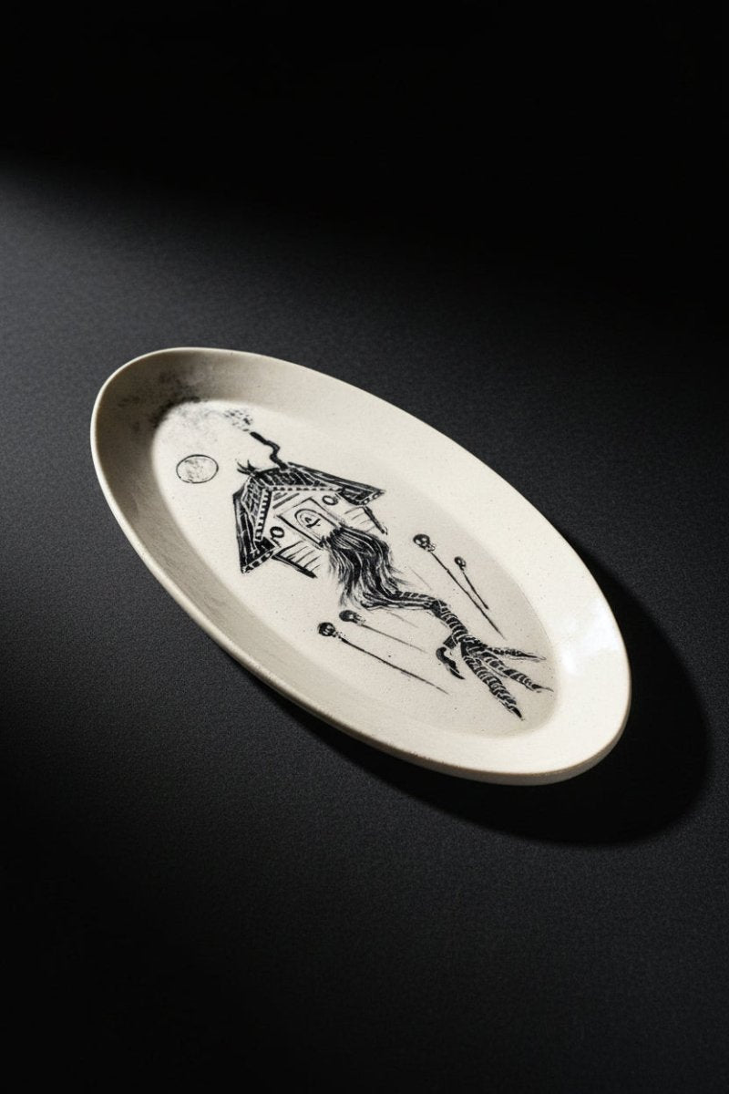 Baba Yaga ceramic offering plate front view