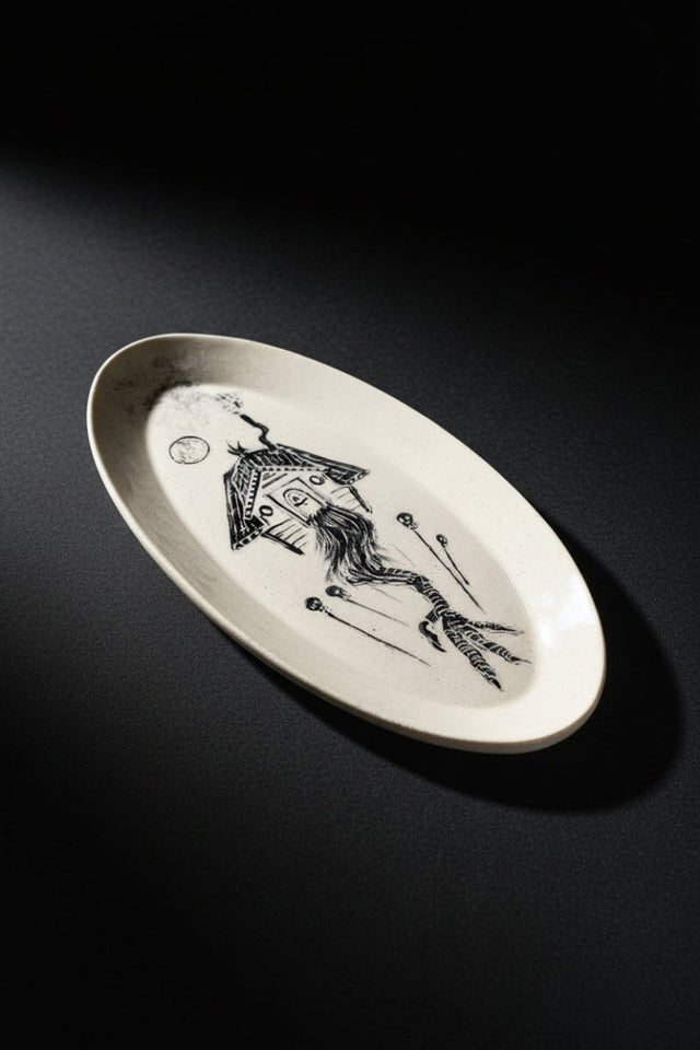 Baba Yaga ceramic offering plate front view
