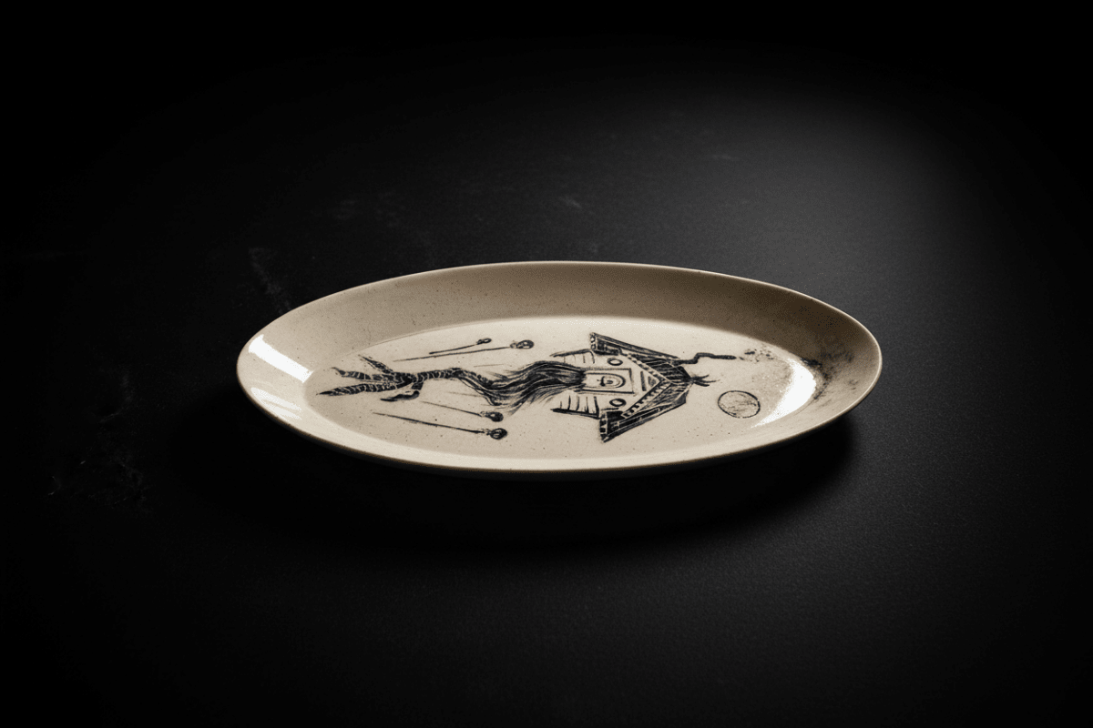 Baba Yaga offering plate shown from an alternate angle