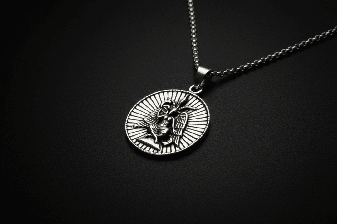 Baphomet pendant necklace with detailed occult symbol design