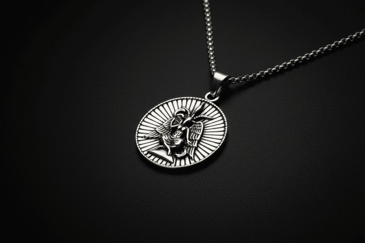 Baphomet pendant necklace with detailed occult symbol design