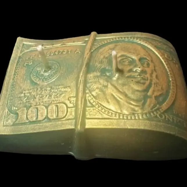 Benjamin Cashmoney Candle – 4 x 6 inch ritual candle for attracting wealth, prosperity, and abundance, wholesale packaging
