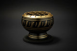 Black brass incense burner with charcoal screen