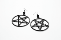 Black Chain Pentagram Earrings – Edgy Occult Statement