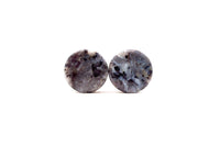 Round stone earrings on a white background