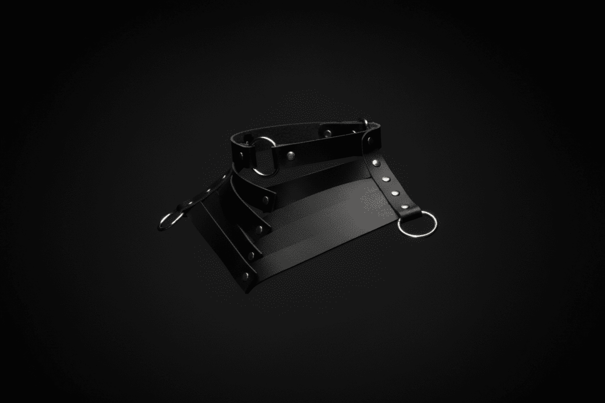 Black Leather 5-Band Choker – Triple Ring Power Collar
