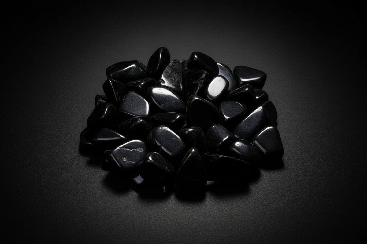 Polished black Obsidian tumbled stones