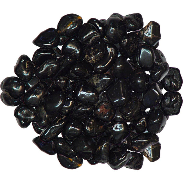 Pile of black stones on a white background