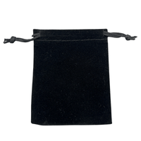 3x4 inch Black velvet drawstring pouch on a white background