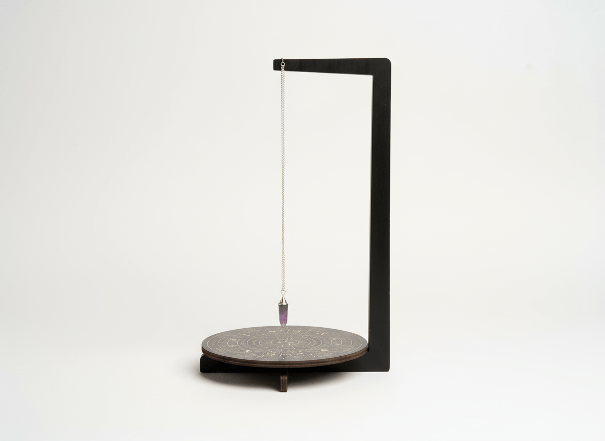 Modern pendulum holder with a round base on a white background