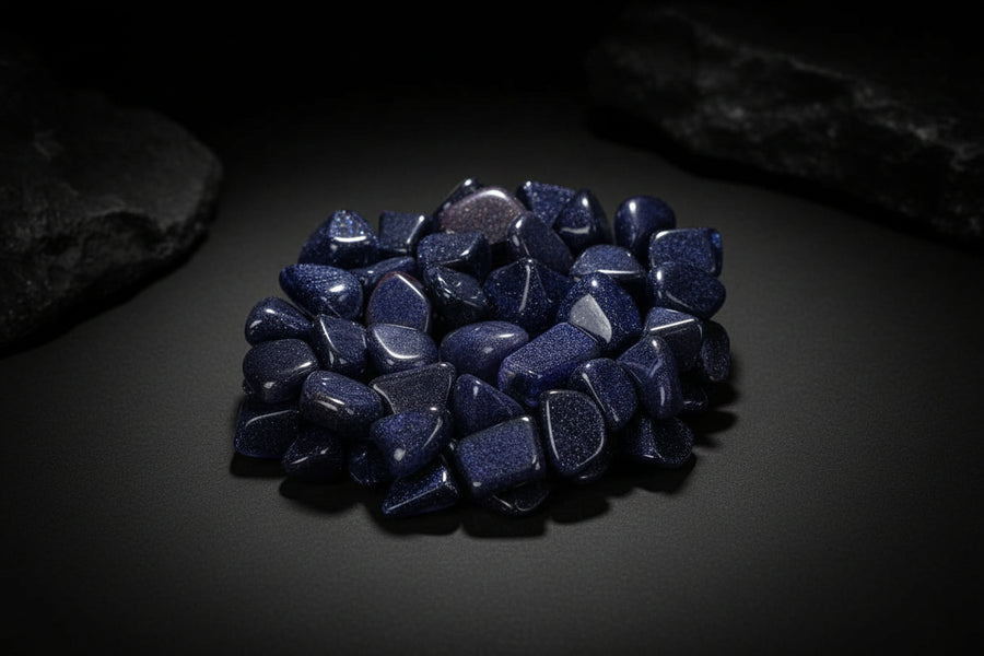 Blue Goldstone Tumbled Glass
