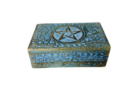 Blue Pentacle Box – 5x8" Wooden Ritual Storage