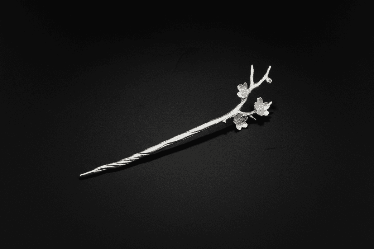 Branching Stick Hair Pin with Flowers – Nature Witch Charm