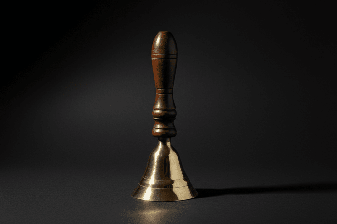Brass altar bell with polished wooden handle