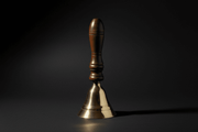 Brass altar bell with polished wooden handle