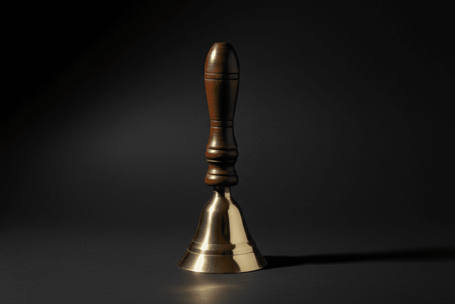 Brass altar bell with polished wooden handle