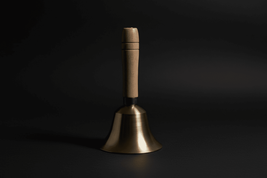 Brass bell with Non-Polished Wooden Handle