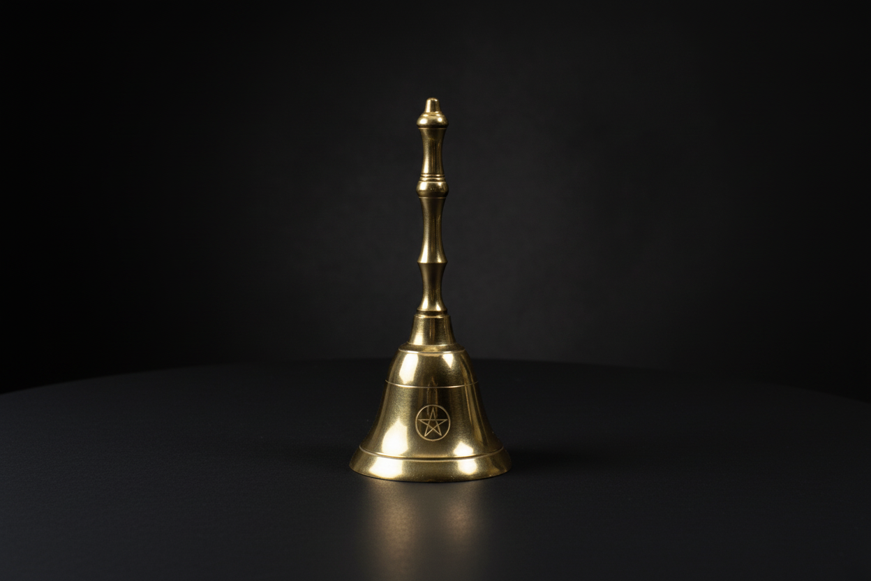 Brass ritual bell with pentacle design