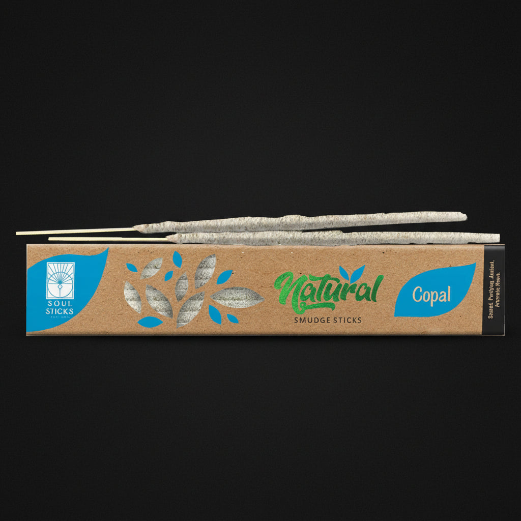 Copal Natural Smudge Sticks incense pack by Soul Sticks used for smoke cleansing rituals.