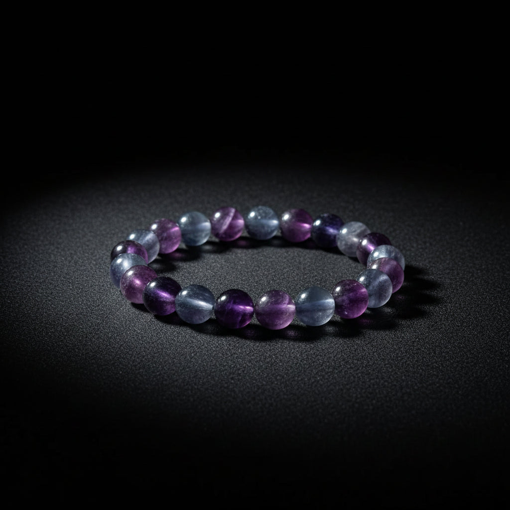 Candy Fluorite beaded stretch bracelet with pastel multicolor translucent beads