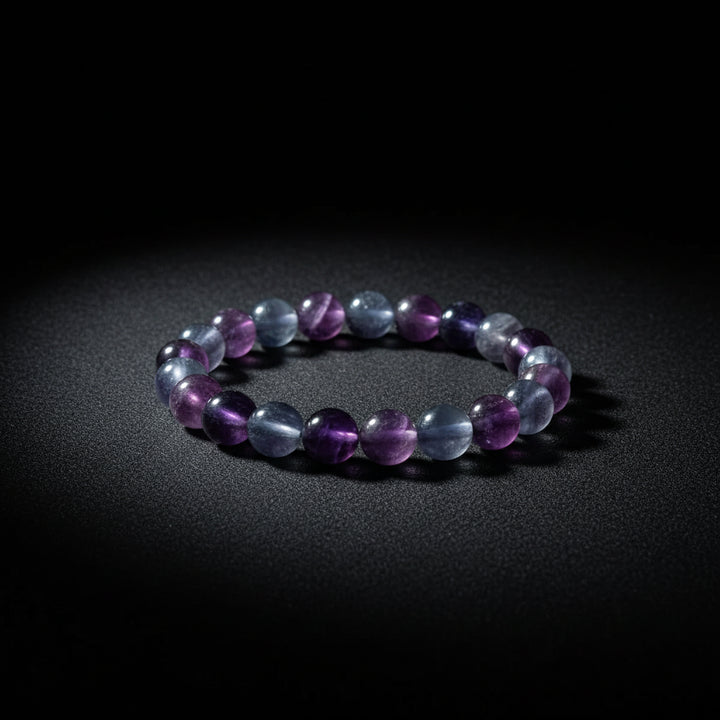Candy Fluorite beaded stretch bracelet with pastel multicolor translucent beads