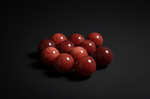 Polished orange-red Carnelian sphere