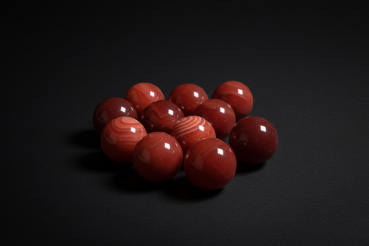 Polished orange-red Carnelian sphere