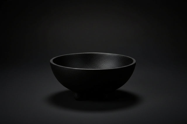 Oval cast iron incense burner and offering bowl