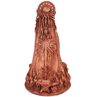 Wooden carvings with intricate designs on a white background