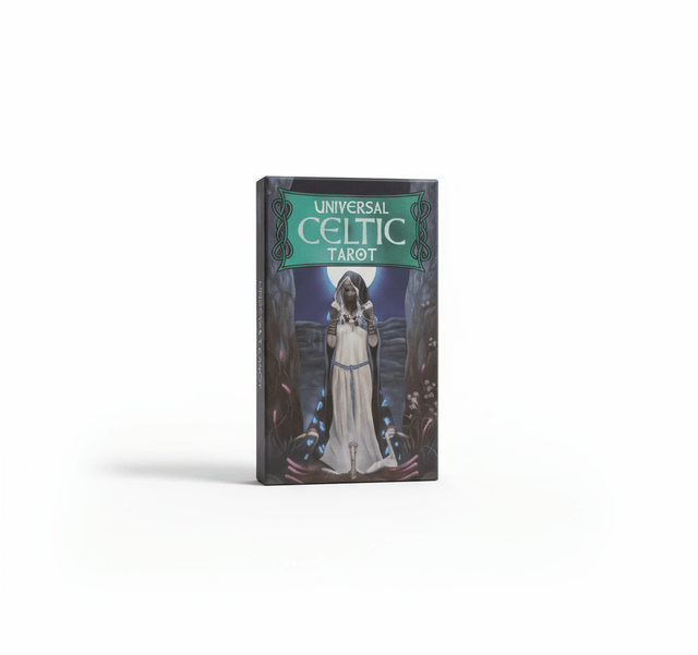 Universal Celtic Tarot card deck packaging on a white background