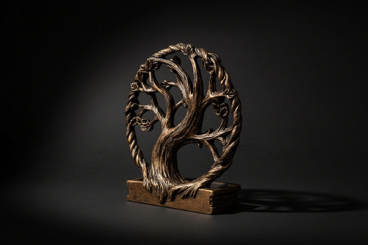 Celtic tree backflow incense burner shown with smoke flowing