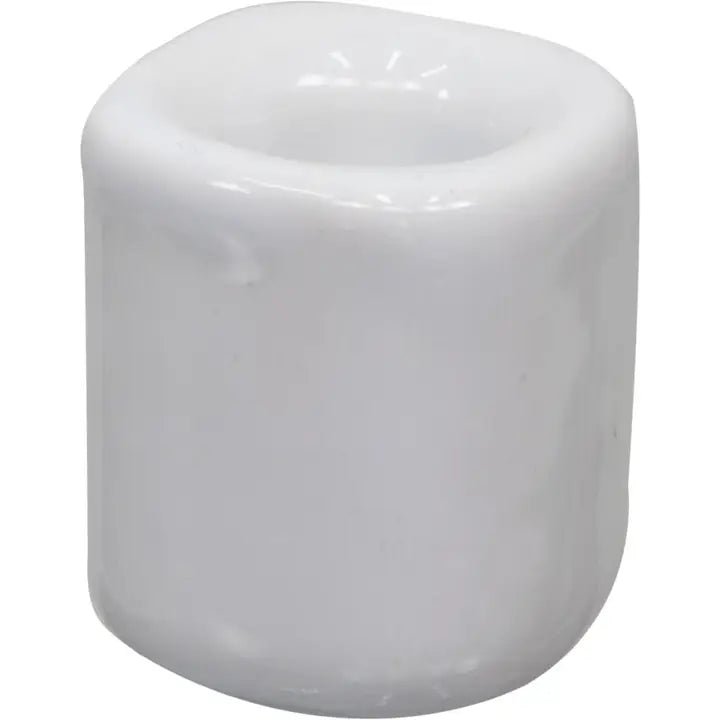 plain white chime candle holder made of ceramic