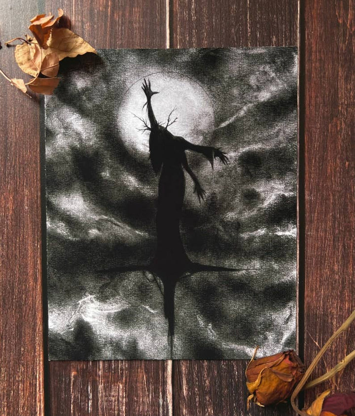 Witch full moon dark art print