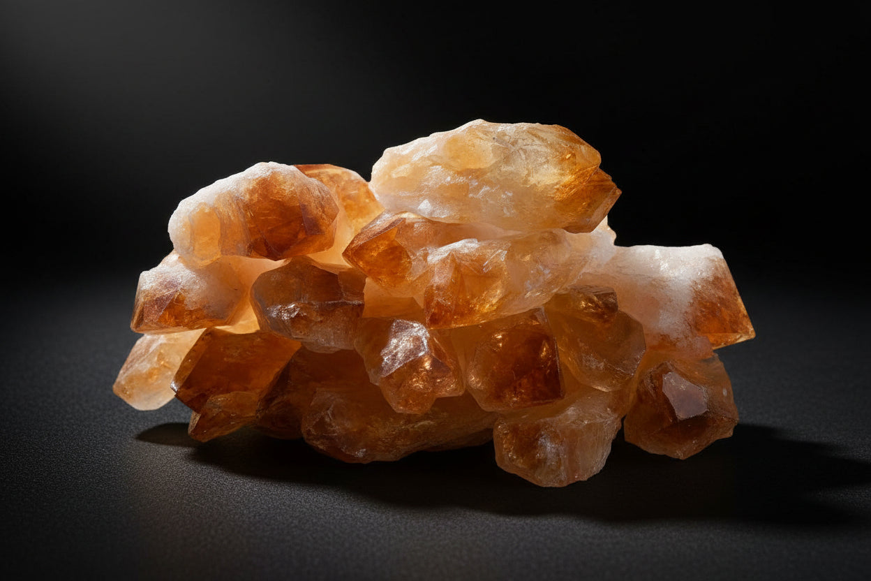 Yellow-to-orange quartz point sold as Citrine