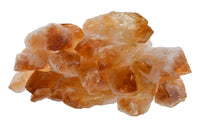 Cluster of citrine points orange crystals on a white background