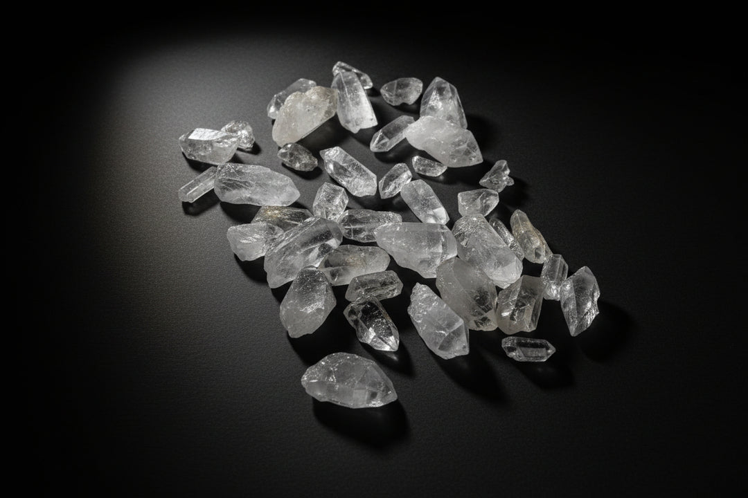 Raw Clear Quartz points with natural inclusions and terminations