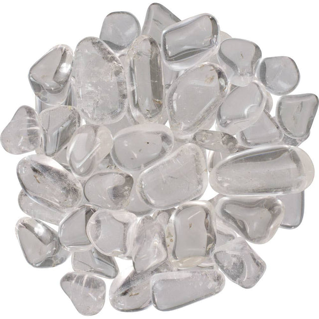 Clear glass pebbles on a white background