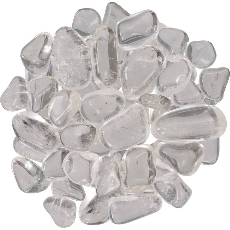 Clear glass pebbles on a white background