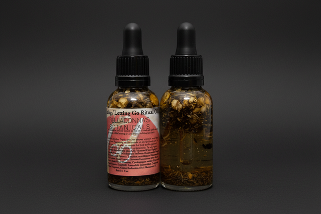Cord Cutting and Letting Go ritual oil bottle with dropper