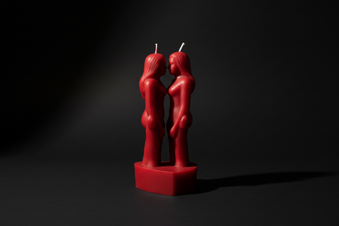 White face-to-face couple ritual candle