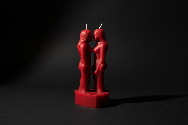 White face-to-face couple ritual candle