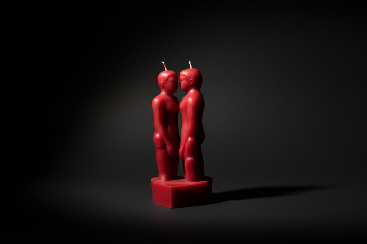Black face-to-face couple ritual candle