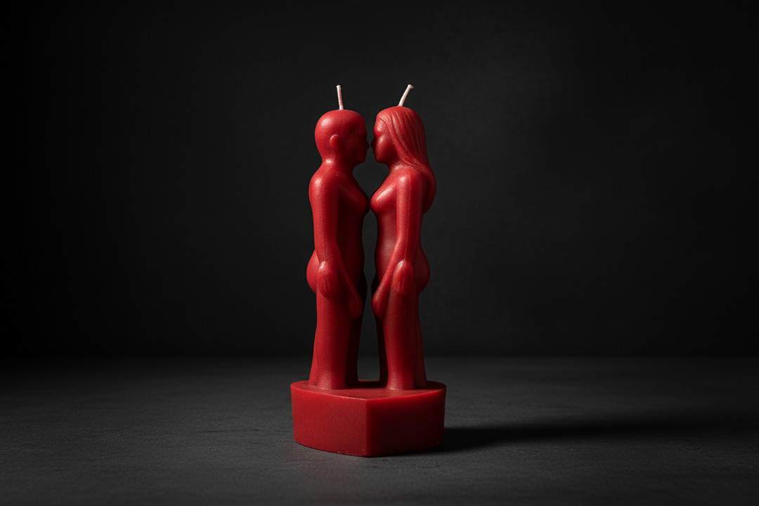 Red face-to-face couple ritual candle
