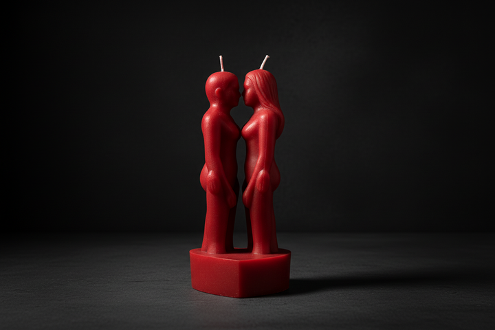 Red face-to-face couple ritual candle