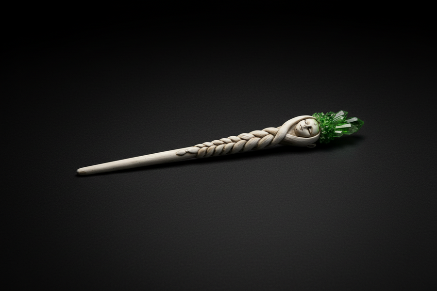 Crystal Goddess Wand – White Sculpted Feminine Spirit