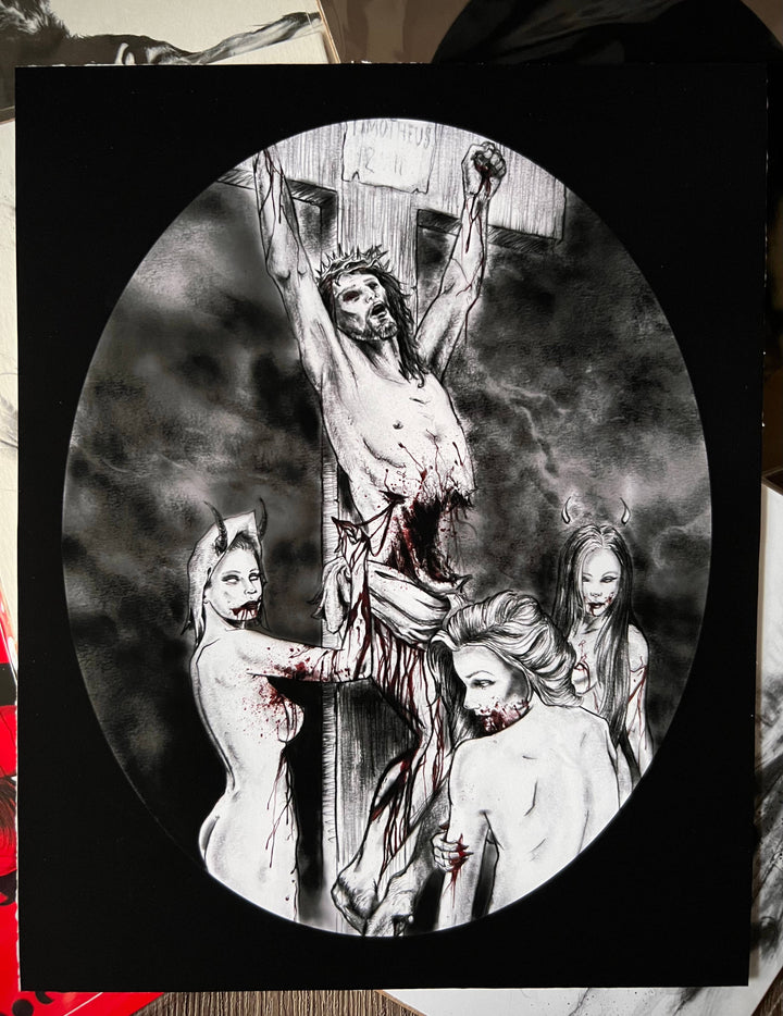 Christ on Cross occult dark art print