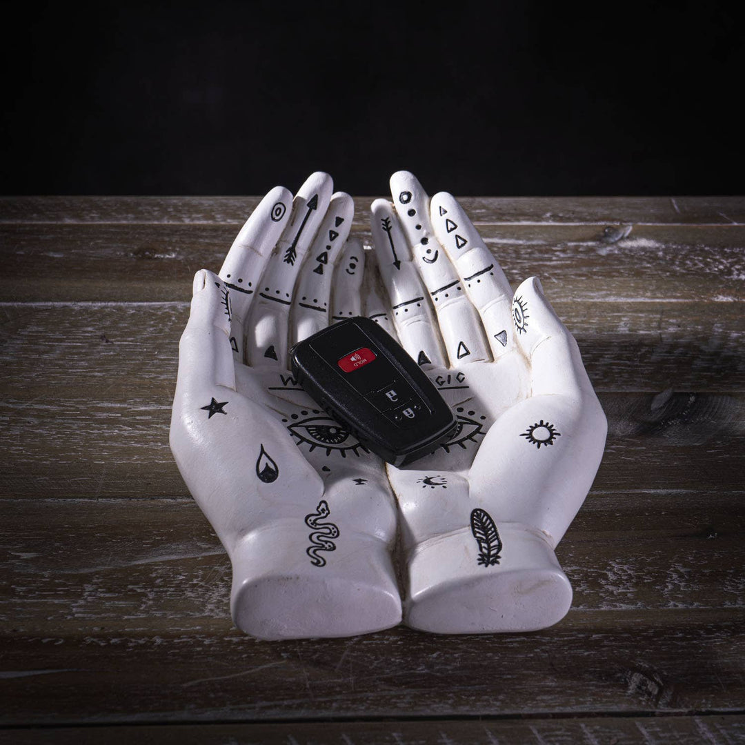 Palmistry hands tray shown from an alternate angle