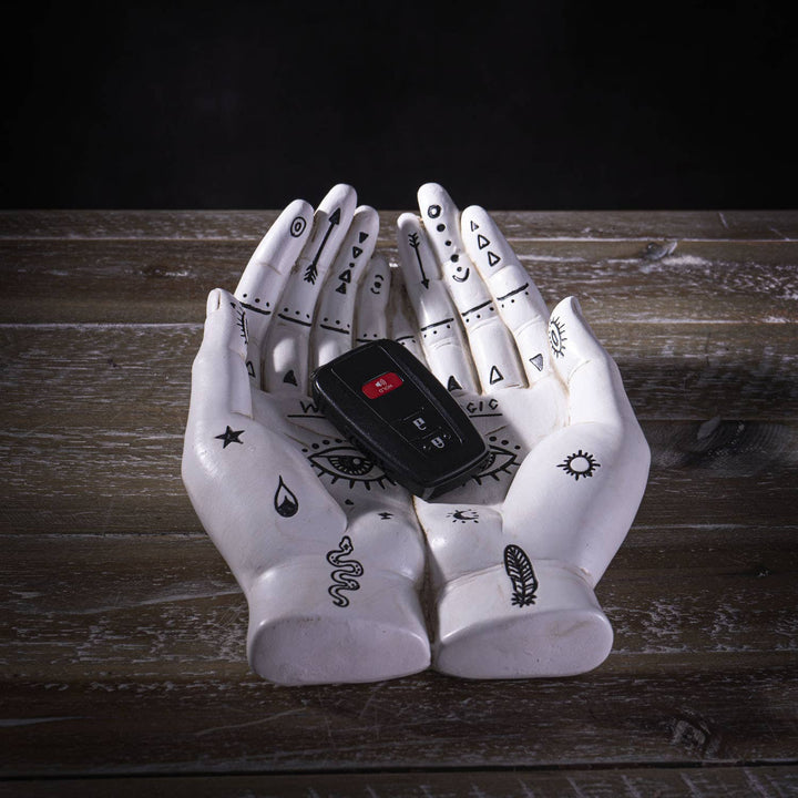 Palmistry hands tray shown from an alternate angle